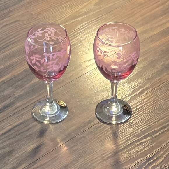 Vintage Italian CRISTALLERIA FUMO Purple Wine Goblets (Made in Italy) NWOT (2) - Picture 4 of 7